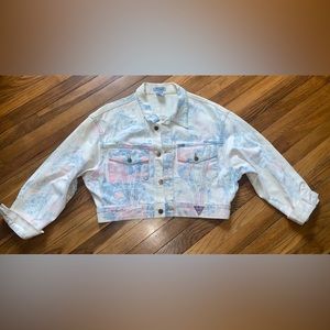 Vintage 80’s Georges Marciano SOON Tie Dyed Crop Denim Jean Jacket Coat Size L